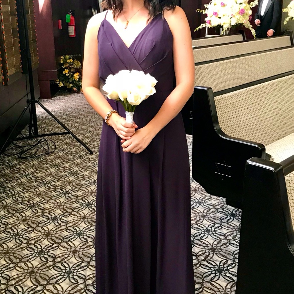 HAYLEY PAIGE Plum Purple Strappy Evening Bridesmaid Dress ALTERED Size 0-2